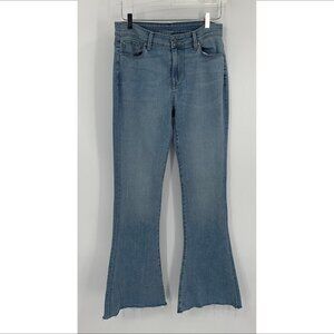 Fidelity Denim Darcy flared light wash jeans raw hem frayed women 27